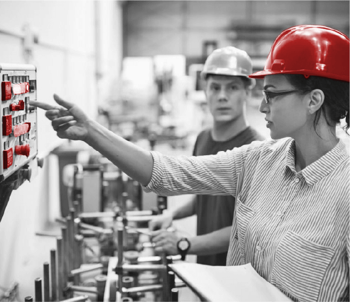 workers testing and inspecting safety products